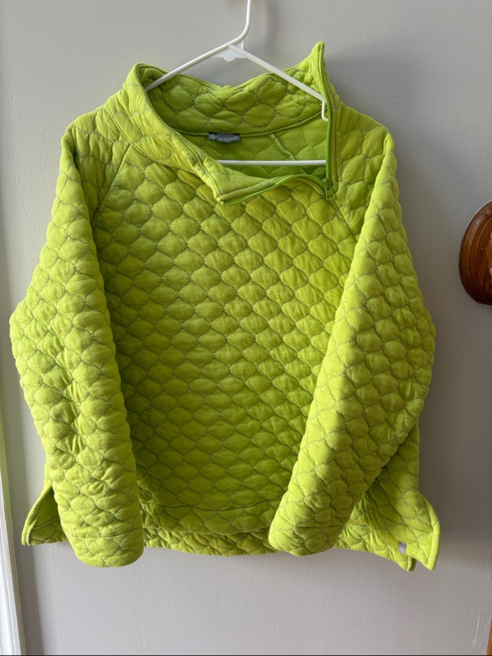 Talbots Lime Quilted Half-Zip Pullover